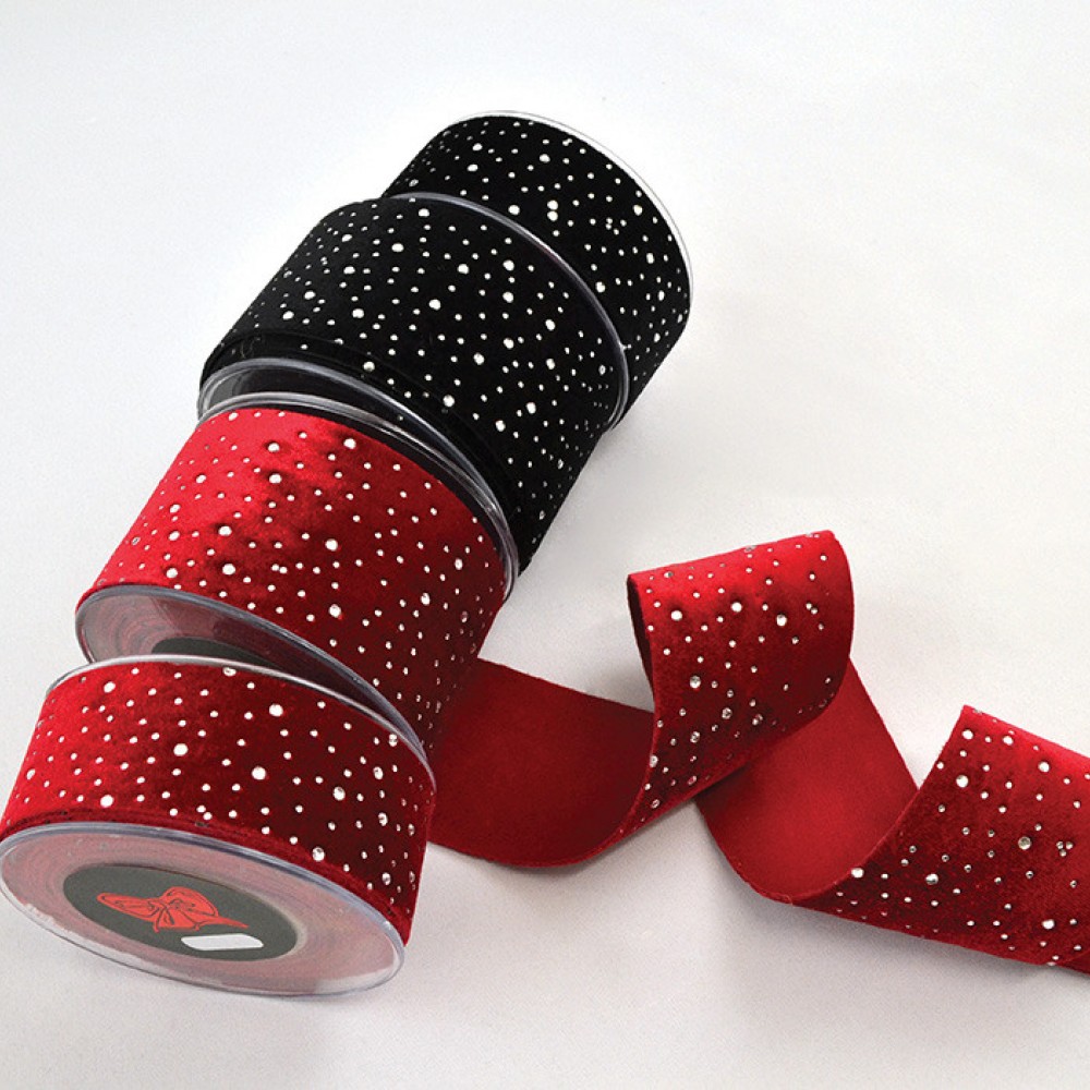 Κορδέλα DIAMOND VELVET κόκκινη 4.3 cm X 4.5 m