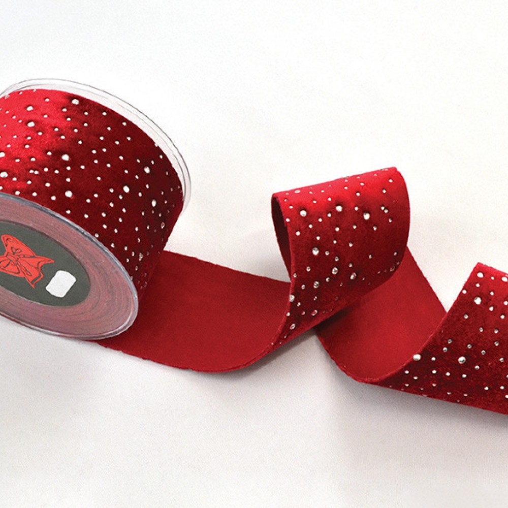 Κορδέλα DIAMOND VELVET κόκκινη 4.3 cm X 4.5 m