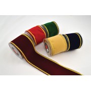 Κορδέλα VELVET WITH GOLD THREAD μπλε 10 cm X 4,5 m