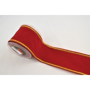 Κορδέλα VELVET WITH GOLD THREAD κόκκινη 10 cm X 4,5 m