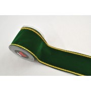 Κορδέλα VELVET WITH GOLD THREAD πράσινη 10 cm X 4,5 m
