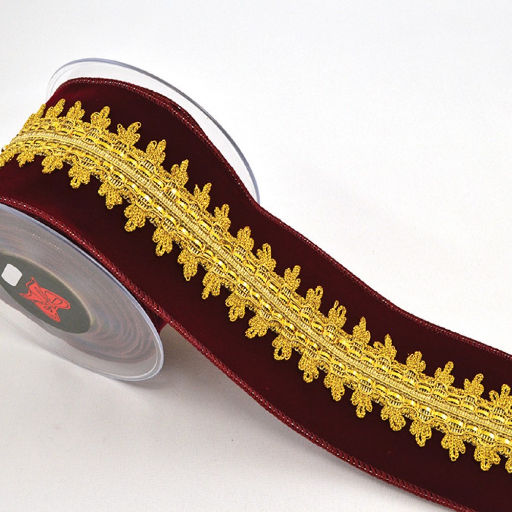 Κορδέλα HALIMA VELVET μπορντώ 10 cm Χ 4.5 m