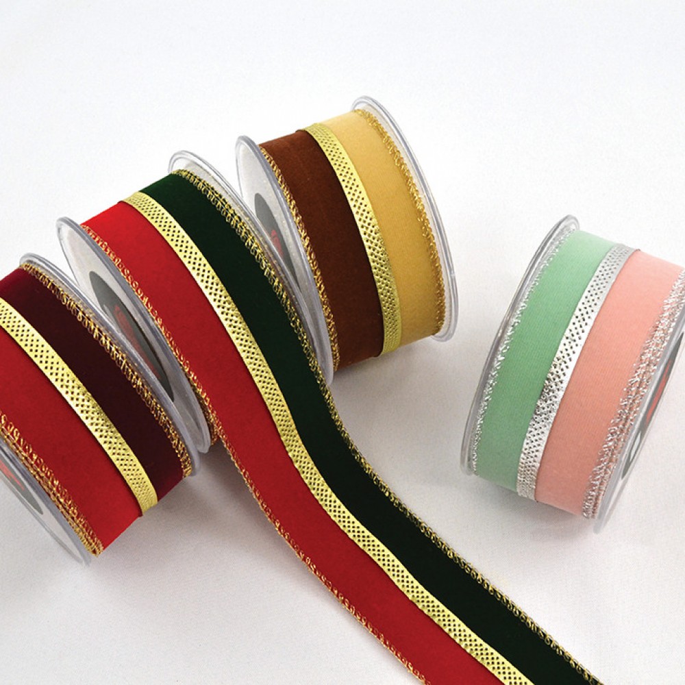 Κορδέλα TWO COLOR VELVET καφέ-μπεζ 5 cm Χ 4.5 m