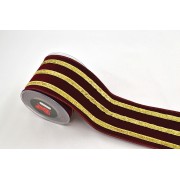 Κορδέλα LINED VELVET μπορντώ-χρυσό 10 cm Χ 4.5 m