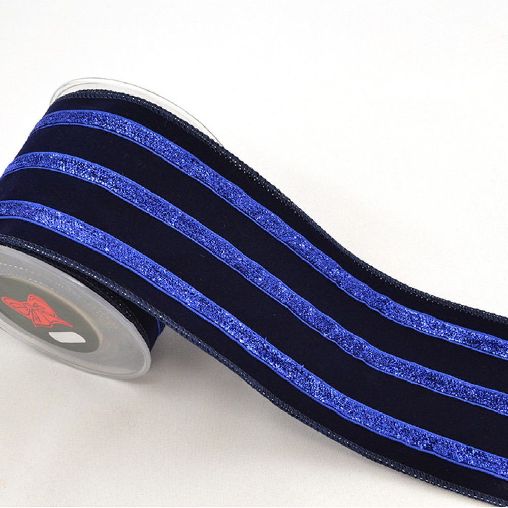 Κορδέλα LINED VELVET μπλε 10 cm Χ 4.5 m