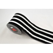 Κορδέλα LINED VELVET μαύρο-λευκό 10 cm Χ 4.5 m