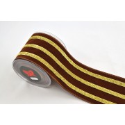 Κορδέλα LINED VELVET καφέ-χρυσό 10 cm Χ 4.5 m