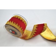 Κορδέλα βελούδο HALIMA VELVET DF FOIL κόκκινη 10 cm X 4.5 m