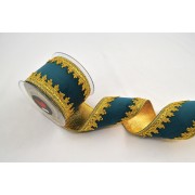 Κορδέλα HALIMA VELVET DF FOIL πράσινο-χρυσό 10 cm X 4.5 m