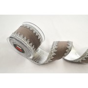 Κορδέλα HALIMA VELVET DF FOIL Γκρι-ασημί 10 cm X 4.5 m