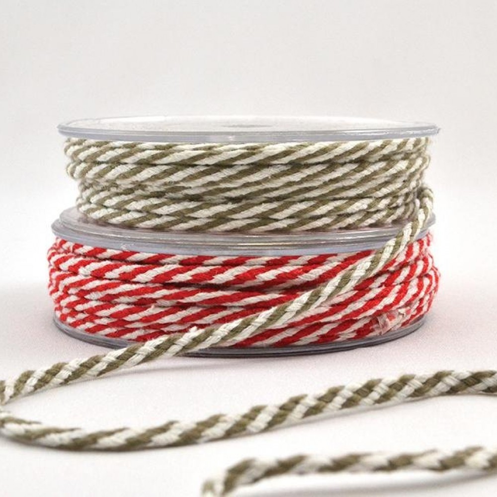 Κορδόνι βαμβάκι δίχρωμο γκρι-λευκό 4 mm X 20 m
