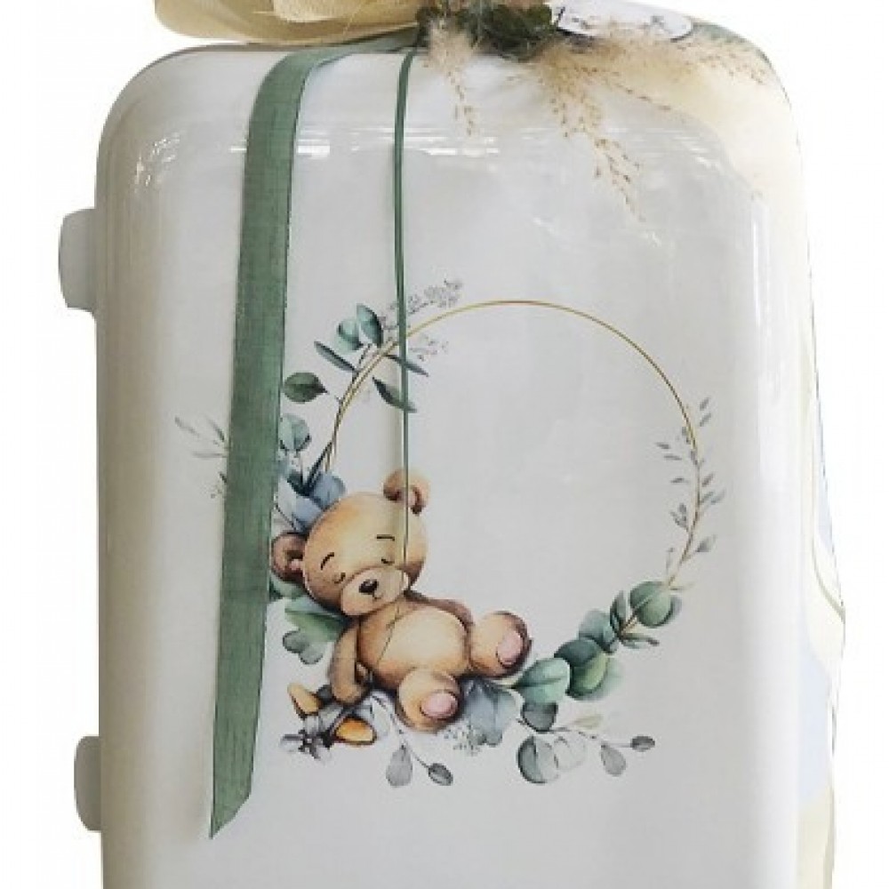 Σετ Βάπτισης για Κορίτσι Στεφάνι με αρκούδι και pampas