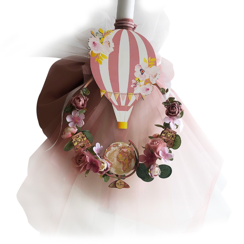 Λαμπάδα Βάπτισης για Κορίτσι Ταξίδι γεμάτο λουλούδια