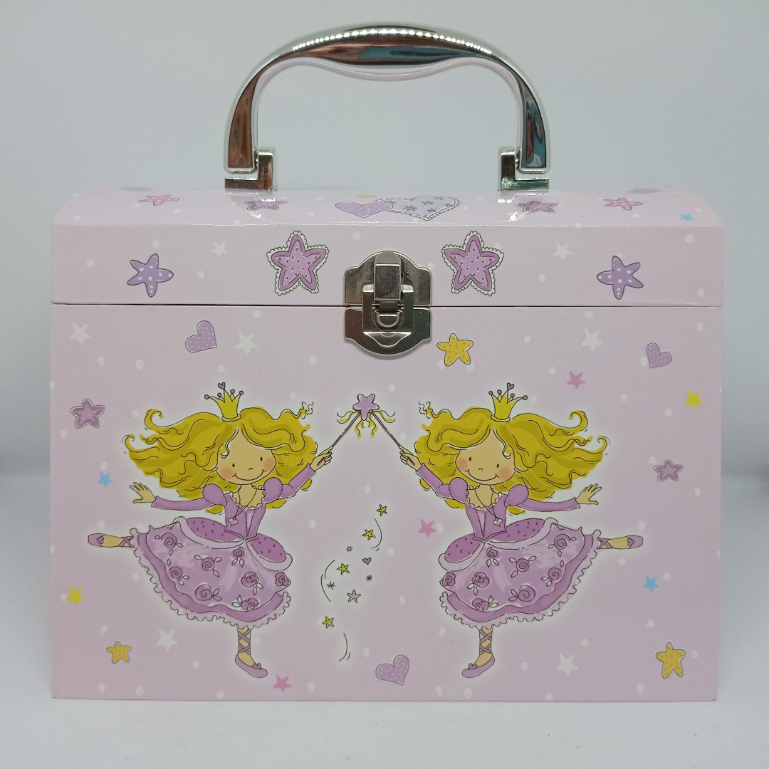 Μουσικό κουτί - μπιζουτιέρα βαλιτσάκι Πριγκίπισσα ροζ