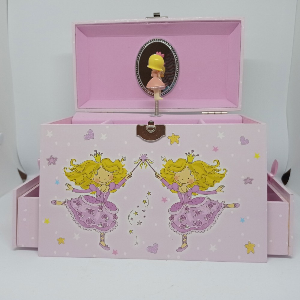 Μουσικό κουτί - μπιζουτιέρα βαλιτσάκι Πριγκίπισσα ροζ