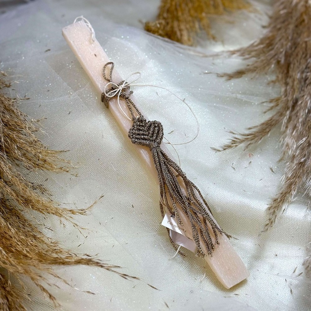 Λαμπάδα αρωματική μακραμέ γκρι καρδιά