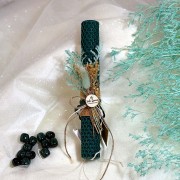 Λαμπάδα αρωματική μελισσοκέρι πράσινη με αποξηραμένο μπουκέτο