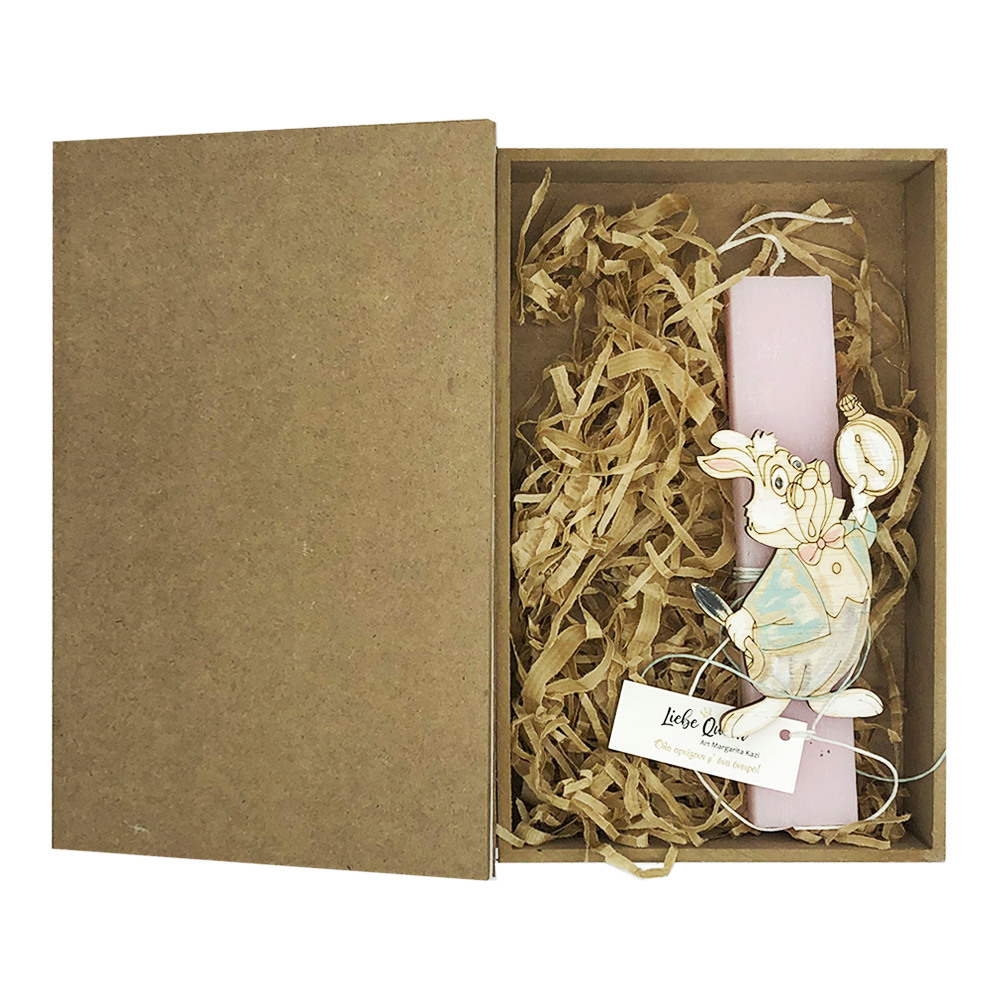 Λαμπάδα Αλίκη στη χώρα των θαυμάτων σετ με χειροποίητο βιβλίο - κουτί