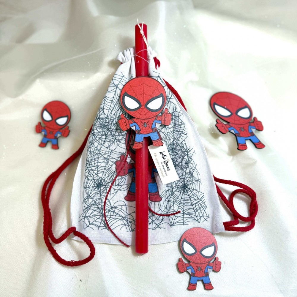 Λαμπάδα αρωματική κόκκινη με τον Spiderman και σακίδιο