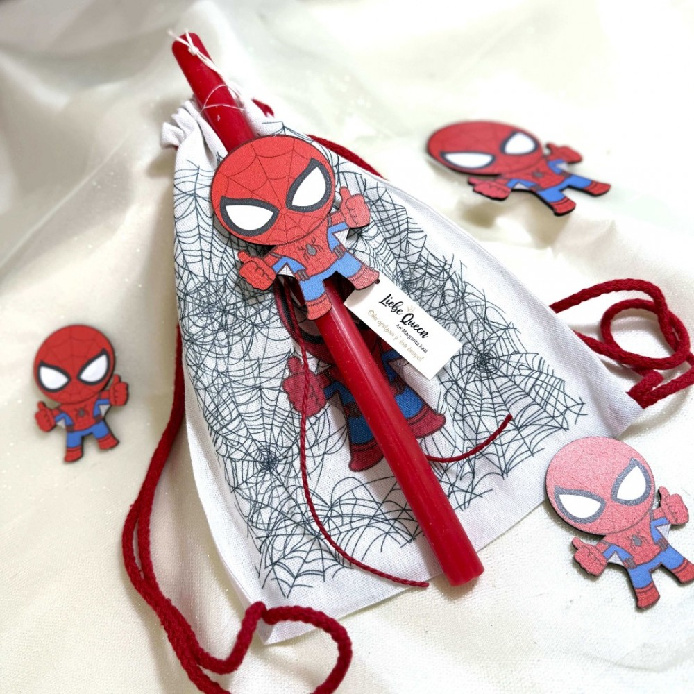 Λαμπάδα αρωματική κόκκινη με τον Spiderman και σακίδιο