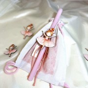 Λαμπάδα αρωματική ροζ με μπαλαρίνα και σακίδιο