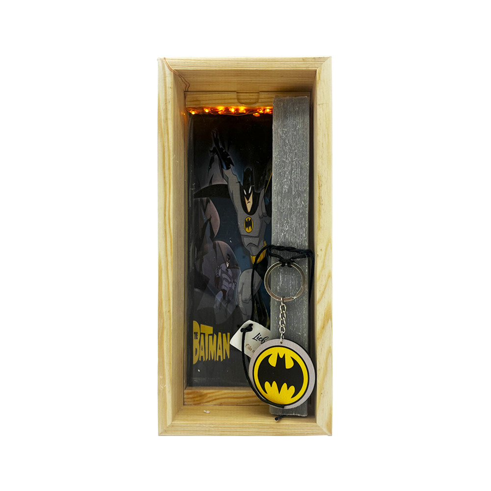 Λαμπάδα σούπερ ήρωας νυχτερίδα σετ με χειροποίητο κουτί-κάδρο φωτιζόμενο