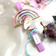 Λαμπάδα αρωματική ξύλινος φωτιζόμενος μονόκερος ουράνιο τόξο