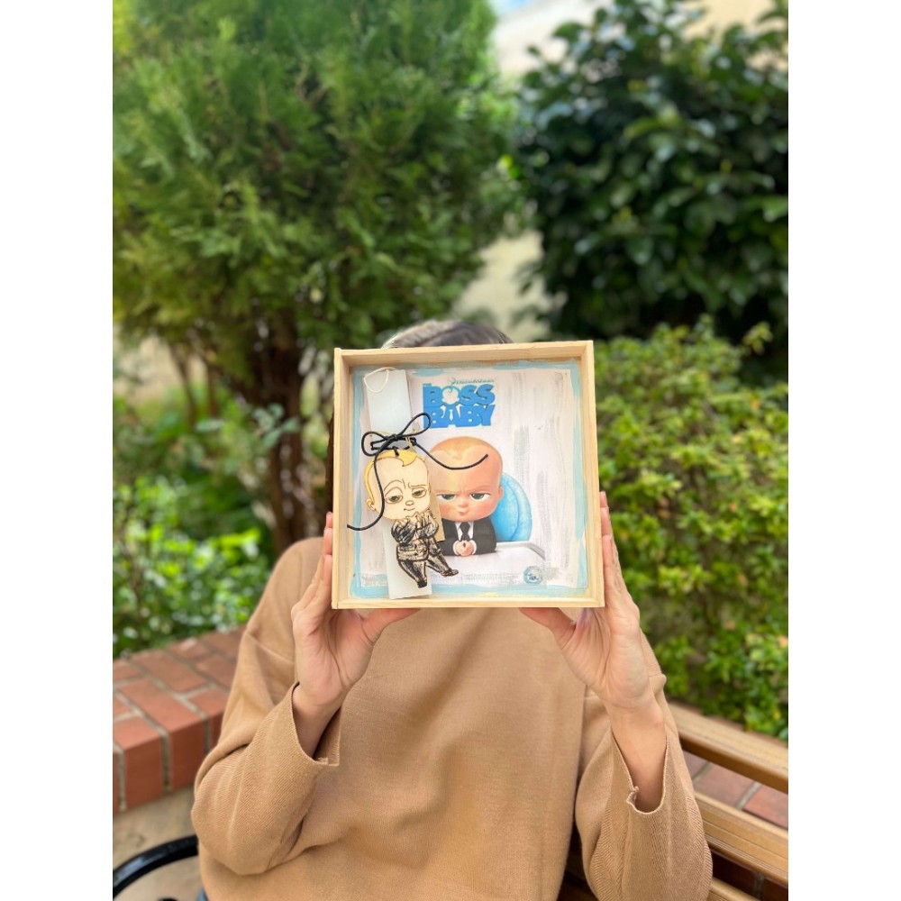 Λαμπάδα Μπόμπιρας σετ με χειροποίητο κουτί-κάδρο