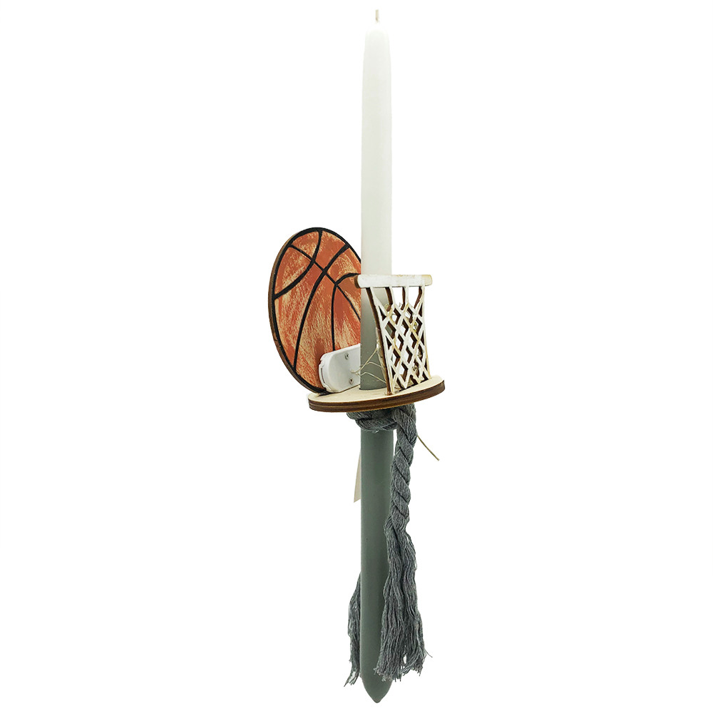 Λαμπάδα με φωτιζόμενο διακοσμητικό μπάλα μπάσκετ και καλάθι