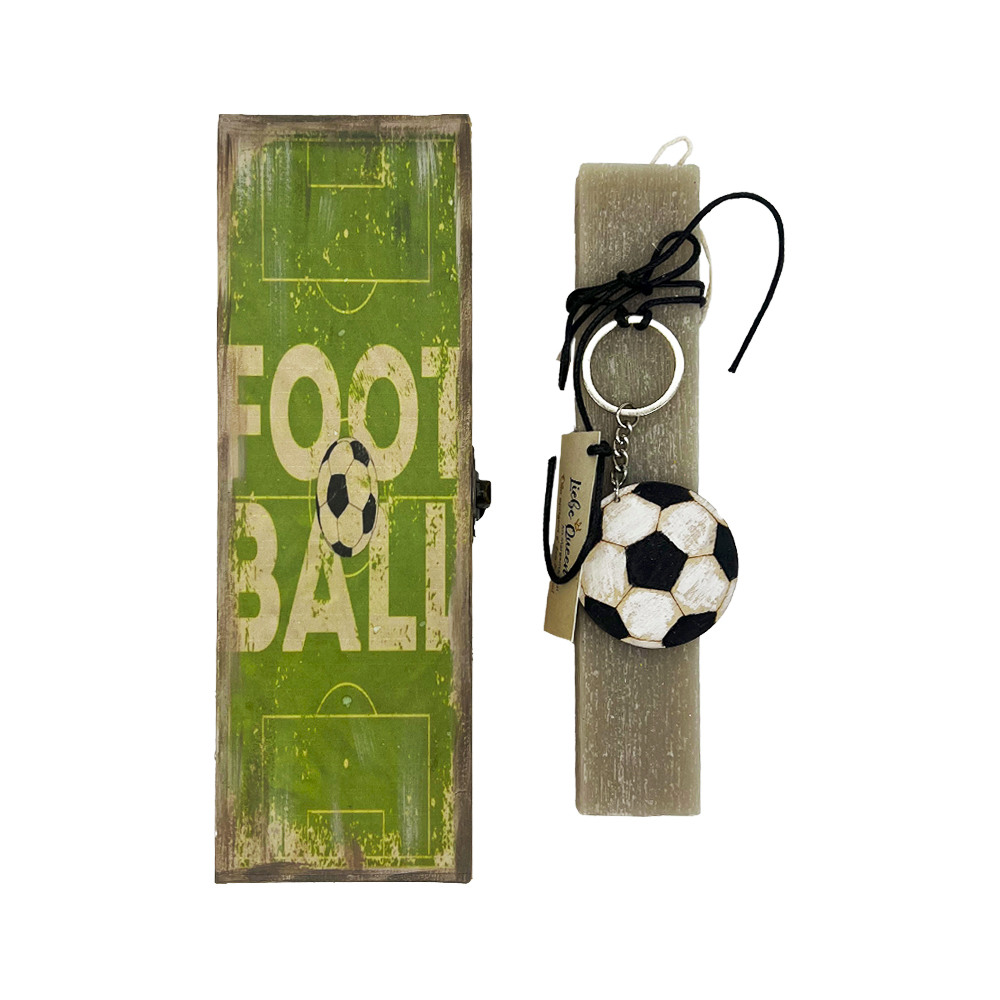 Λαμπάδα μπρελόκ μπάλα ποδοσφαίρου σετ με χειροποίητο κουτί