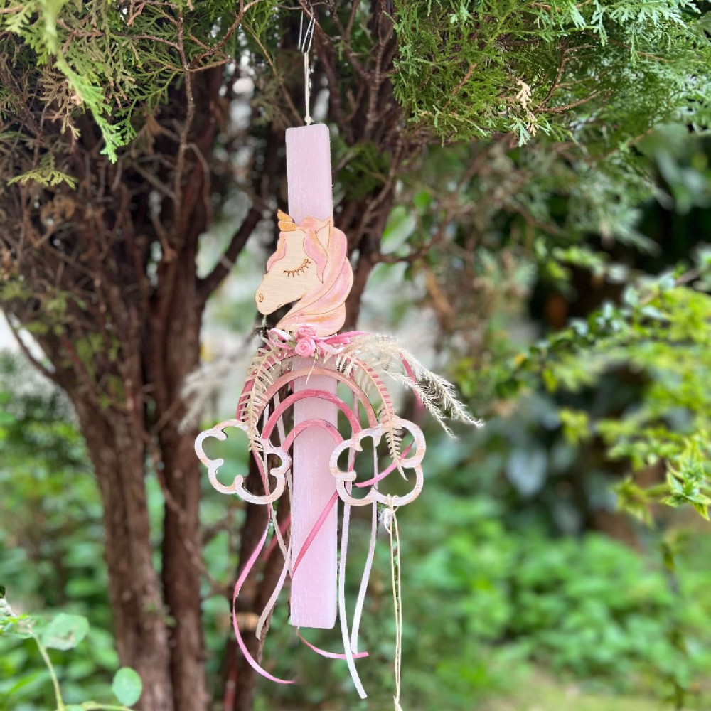 Λαμπάδα αρωματική ροζ - Μονόκερος ουράνιο τόξο