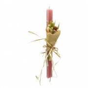 Λαμπάδα αρωματική πλακέ ροζ με σύνθεση λουλουδιών