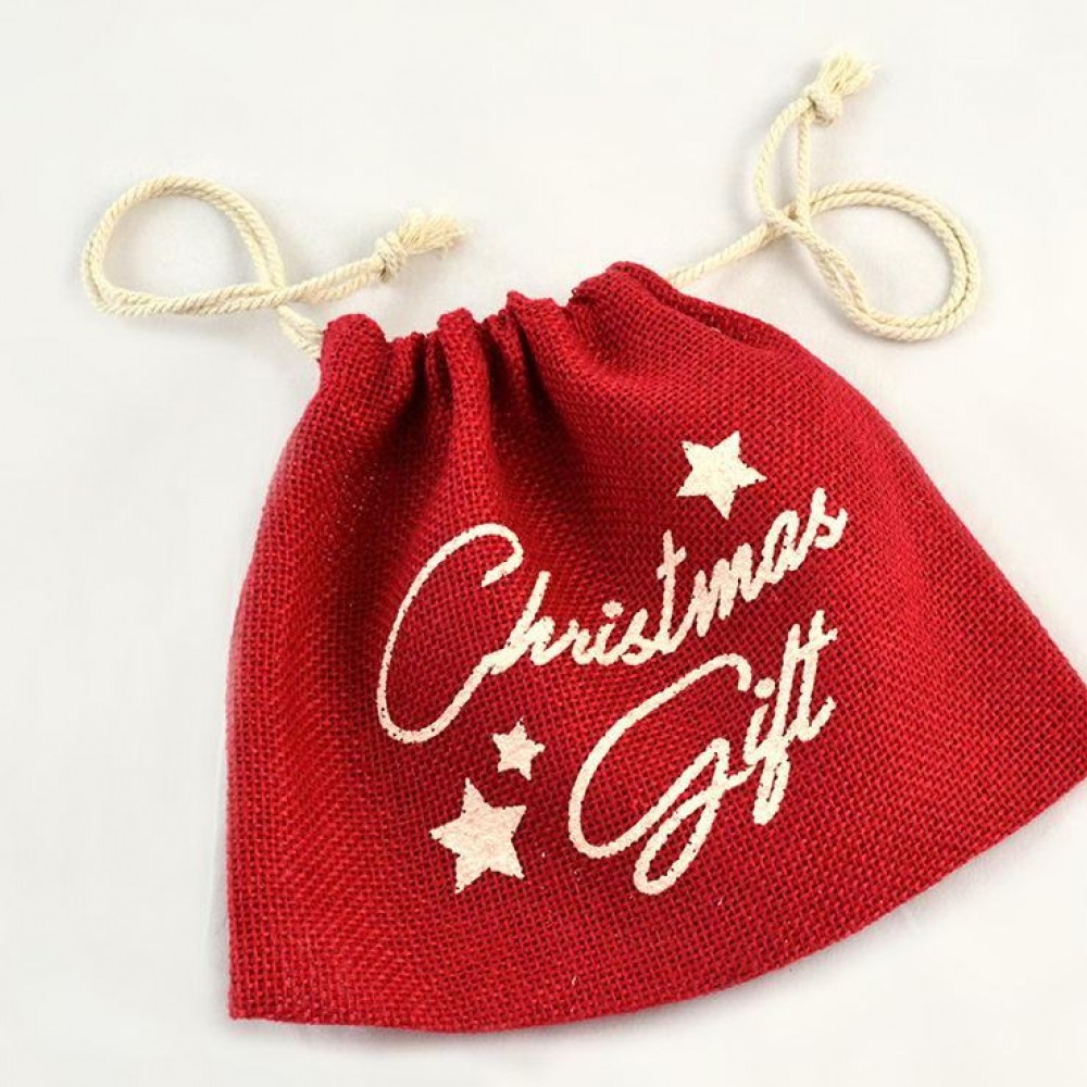 Πουγκί τσουβάλι κόκκινο "Christmas Gift" 19 cm X 26 cm
