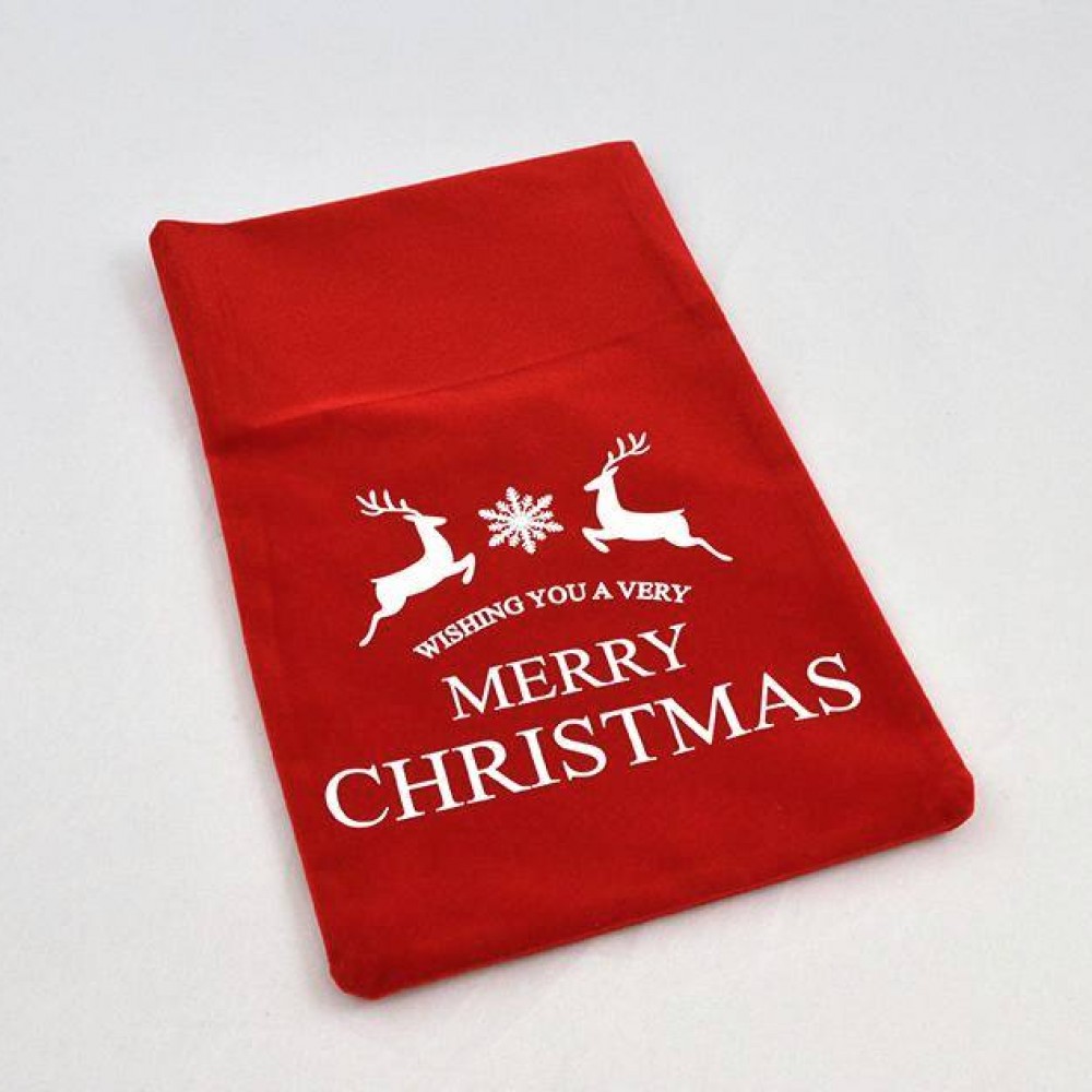 Πουγκί βελούδο κόκκινο με εκτύπωση "Merry Christmas" 20-40 cm X 30-50 cm