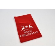 Πουγκί βελούδο κόκκινο με εκτύπωση "Merry Christmas" 20-40 cm X 30-50 cm