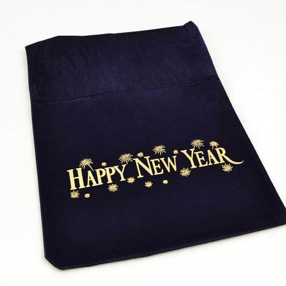 Πουγκί βελούδο μπλε με εκτύπωση "Happy new year" 20-40 cm X 30-50 cm