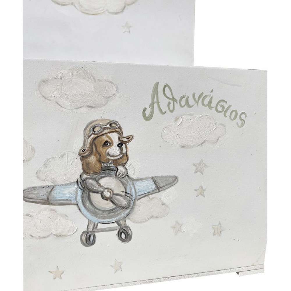 Κουτί Βάπτισης για Αγόρι σκυλάκι πιλότος με αεροπλάνο