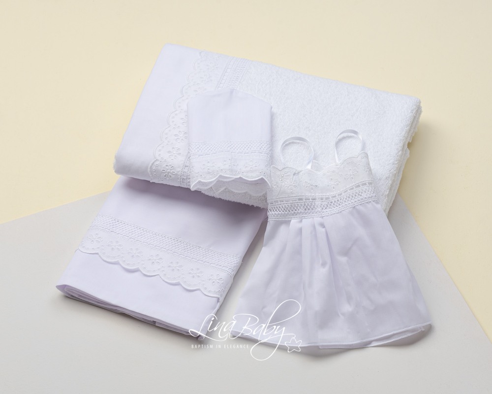 Λαδόπανο Σετ Broderie Anglais Lina Baby 1511-1 λευκό