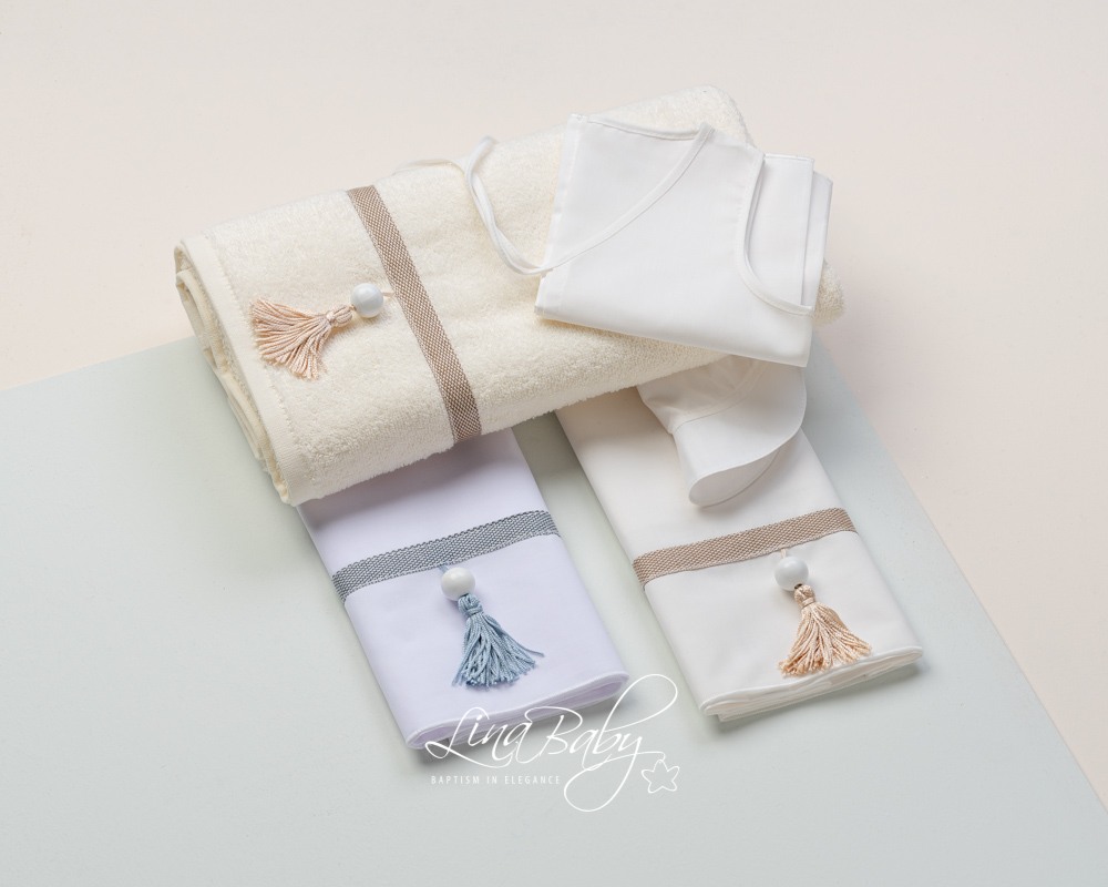 Λαδόπανο Σετ Κομπολόι | Beads Lina Baby 1452-1 λευκό