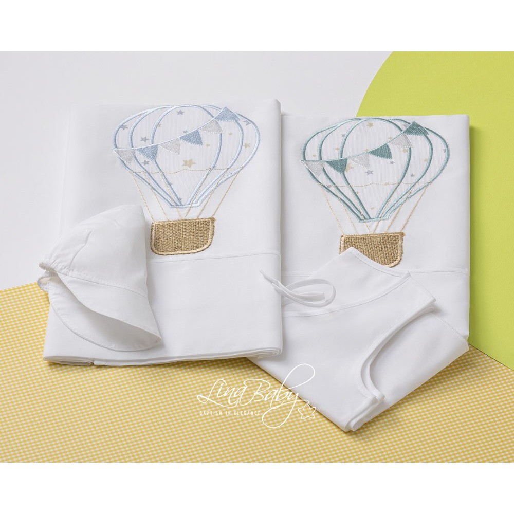 Λαδόπανο Σετ Αερόστατο|Air Baloon - Lina Baby 1380-1 λευκό-σιέλ