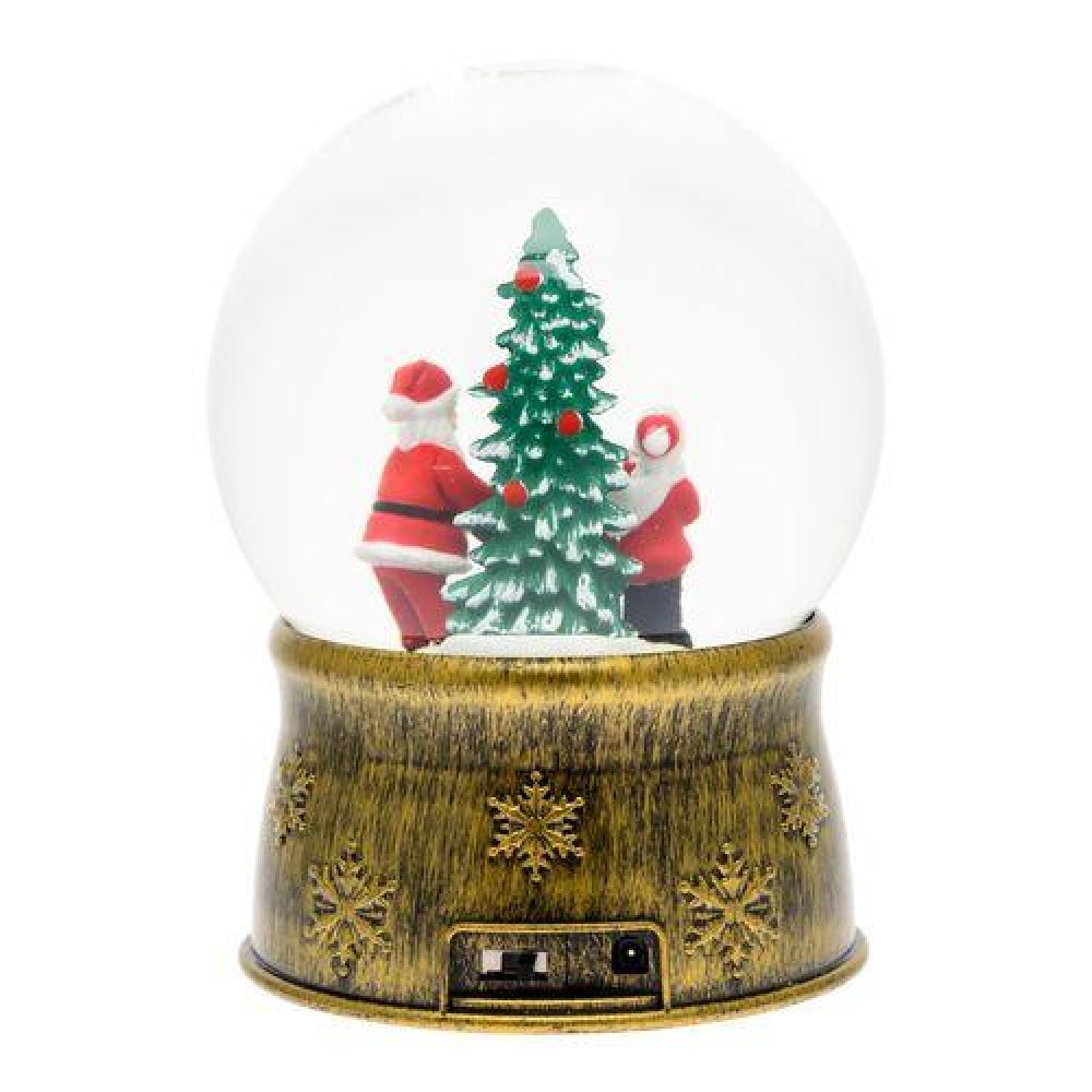 Χριστουγεννιάτικο φωτιζόμενο LED διακοσμητικό μπρονζέ γυάλινη σφαίρα 13 διαμ. x 17 ύψος