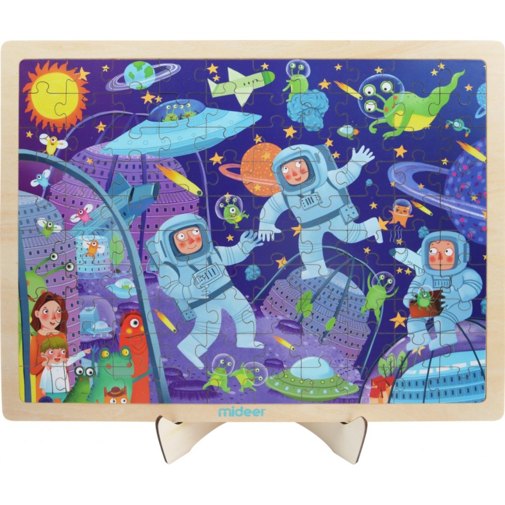 Επιτραπέζιο παιδικό ξύλινο παζλ - Περιπέτεια στο διάστημα