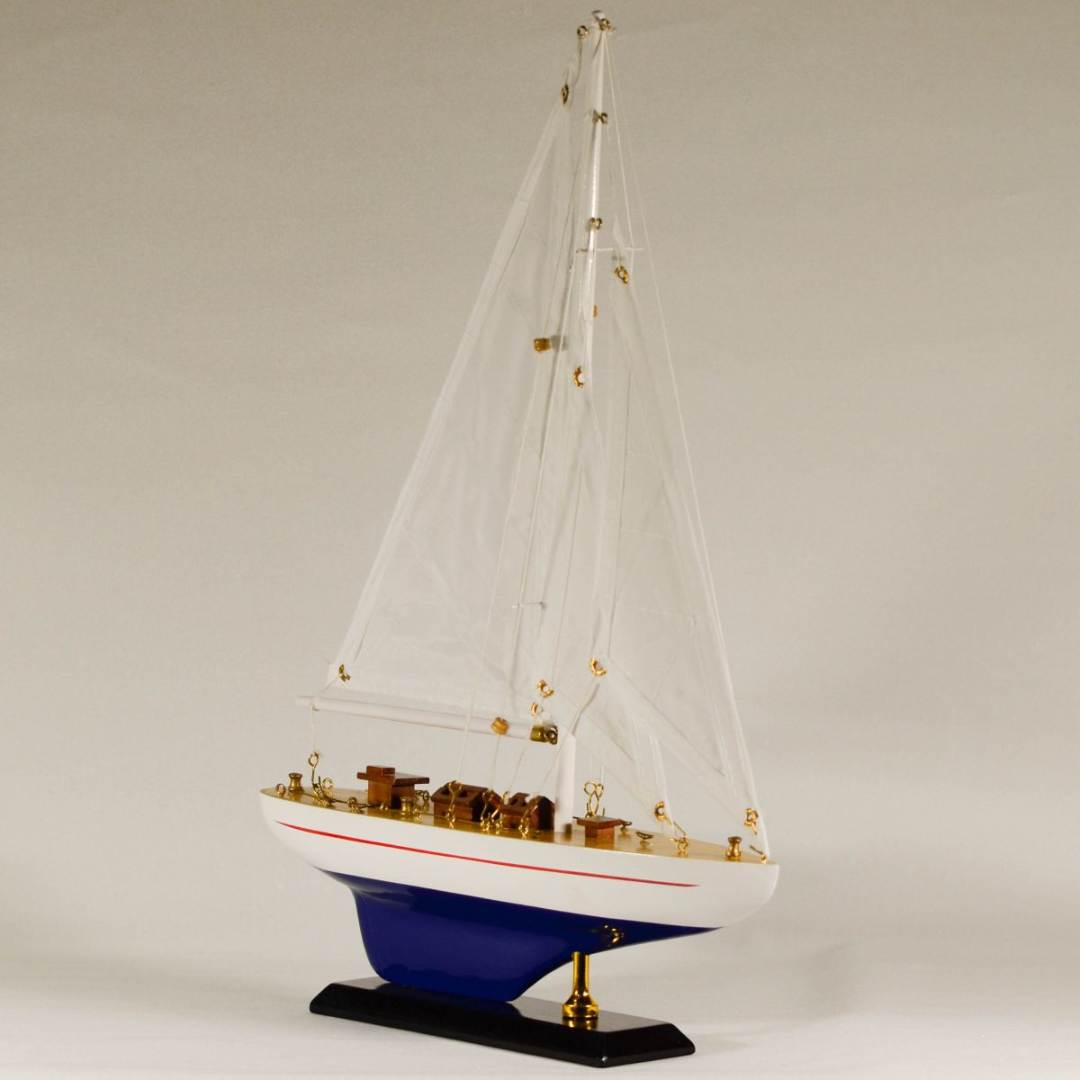 Ξύλινο Διακοσμητικό Καράβι Ιστιοπλοικό Μπλε 30cm