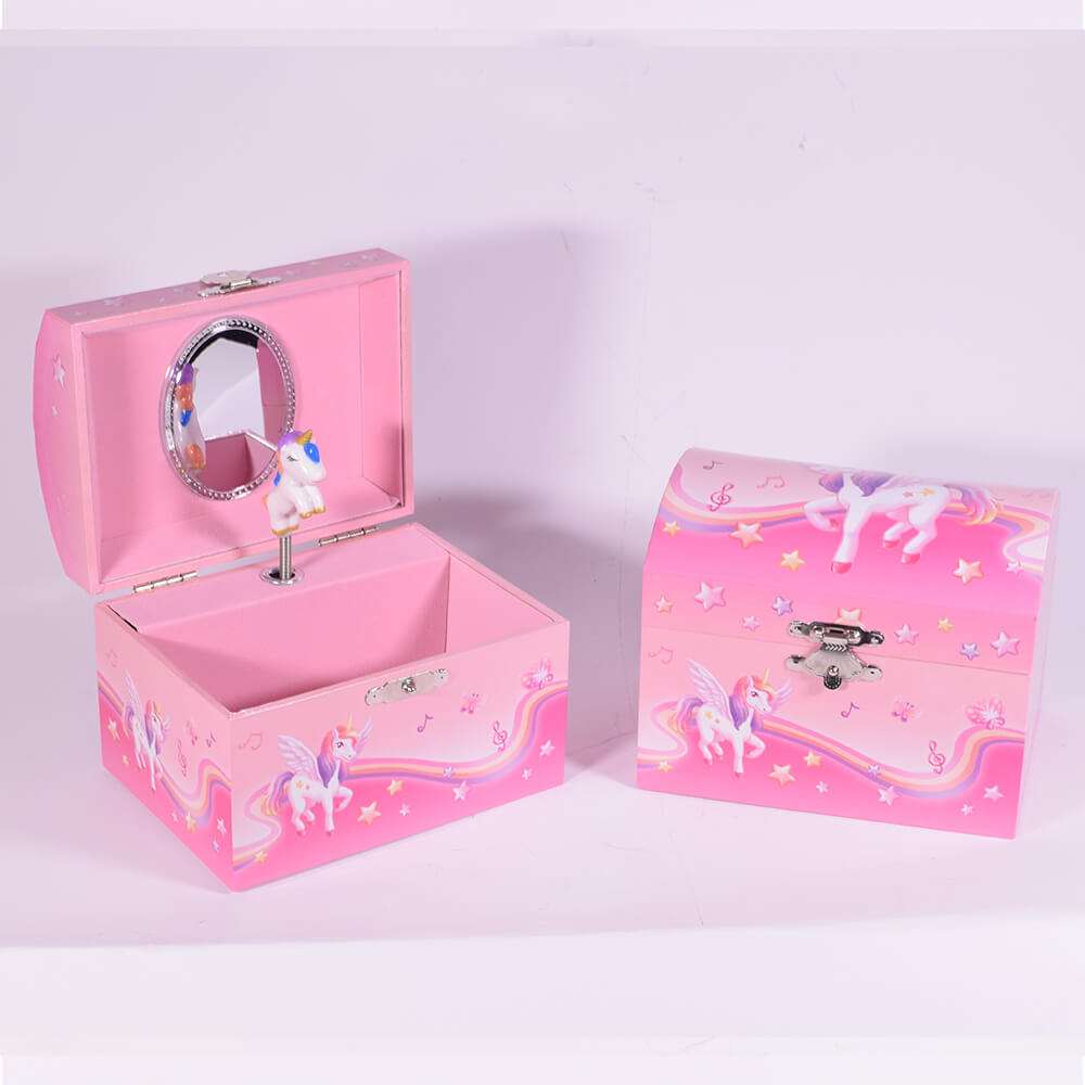Μουσικό κουτί - Μπιζουτιέρα Unicorn ροζ μπαουλάκι