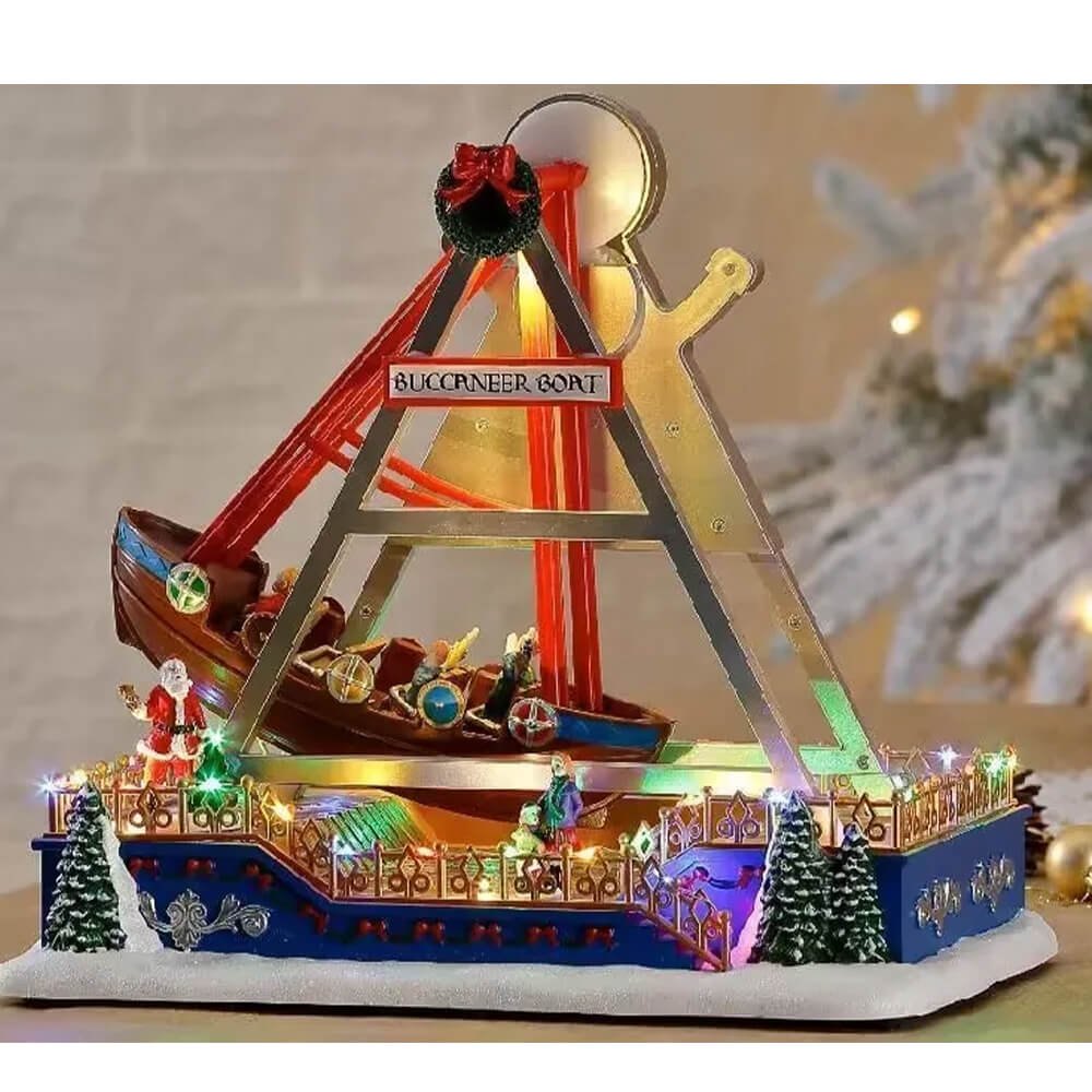 Χριστουγεννιάτικο φωτιζόμενο με LED μουσικό κουτί - Καράβι 32.5 x 22 x 32