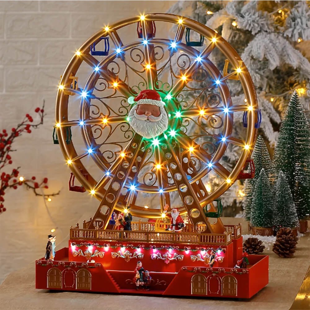 Χριστουγεννιάτικο φωτιζόμενο με LED μουσικό κουτί - Ρόδα 38 x 17 x 50
