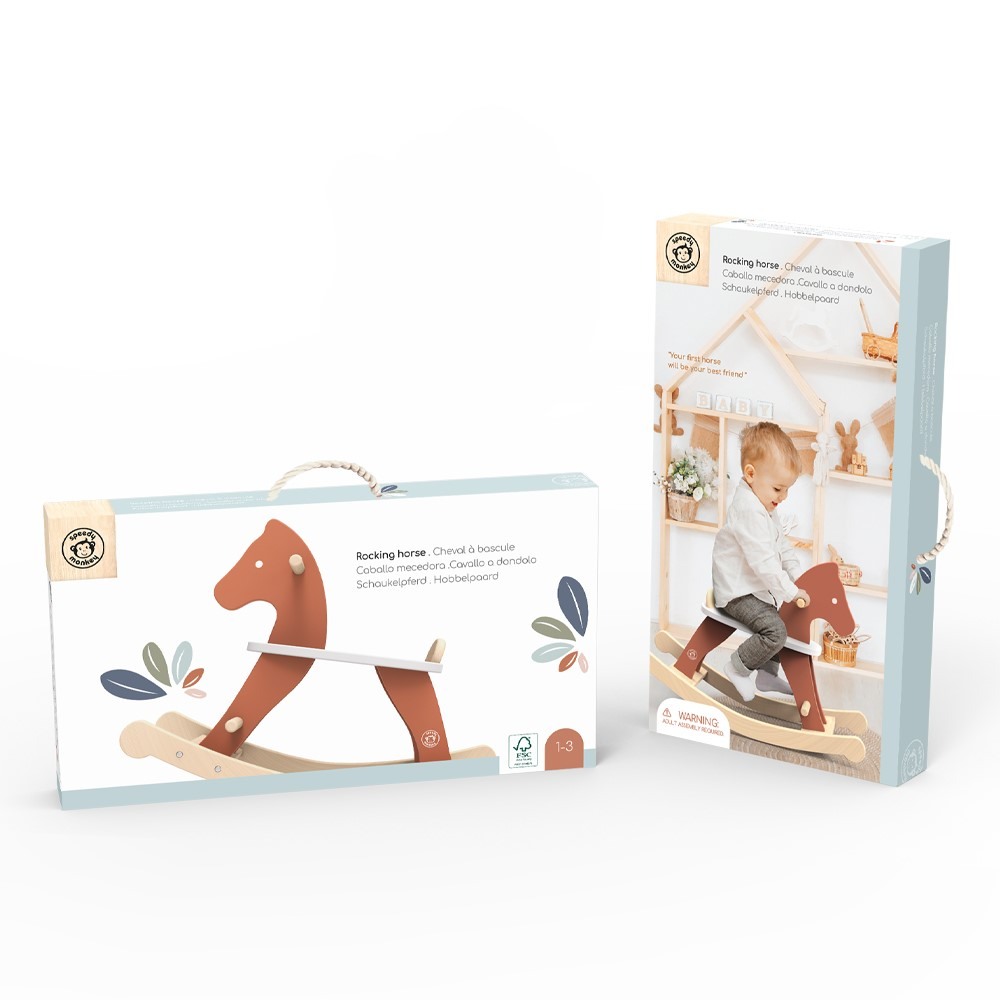 Ξύλινο παιδικό παιχνίδι Χρωματιστό Κουνιστό αλογάκι