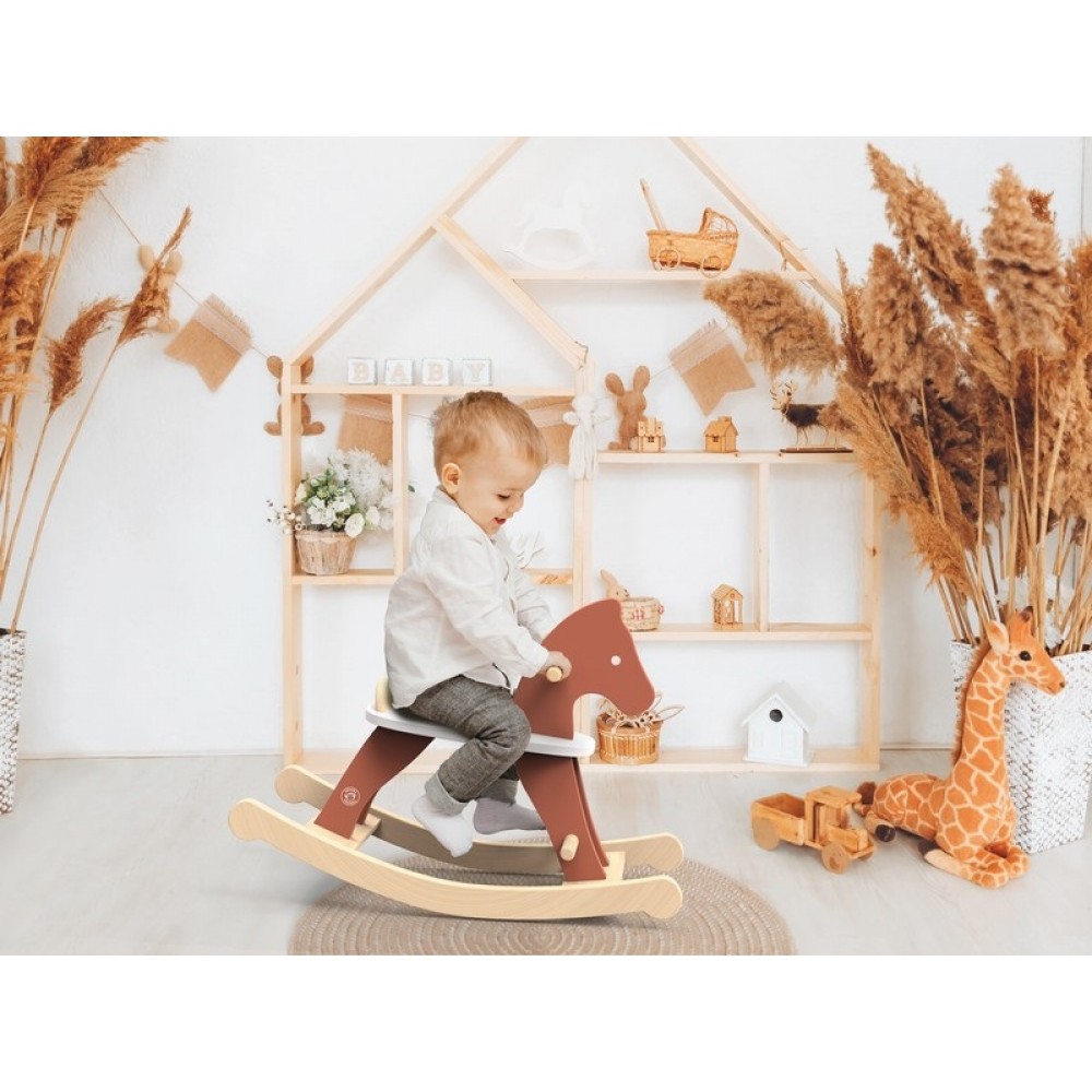 Ξύλινο παιδικό παιχνίδι Χρωματιστό Κουνιστό αλογάκι