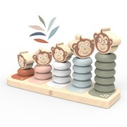 Ξύλινο επιτραπέζιο παιδικό παιχνίδι στοίβαξης Οικογένεια μαϊμούδων