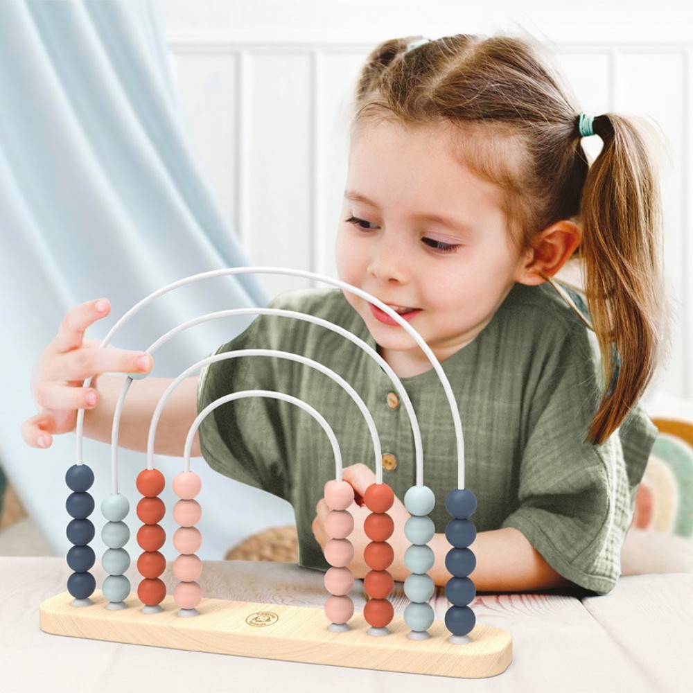 Ξύλινο επιτραπέζιο παιδικό παιχνίδι άβακας ουράνιο τόξο